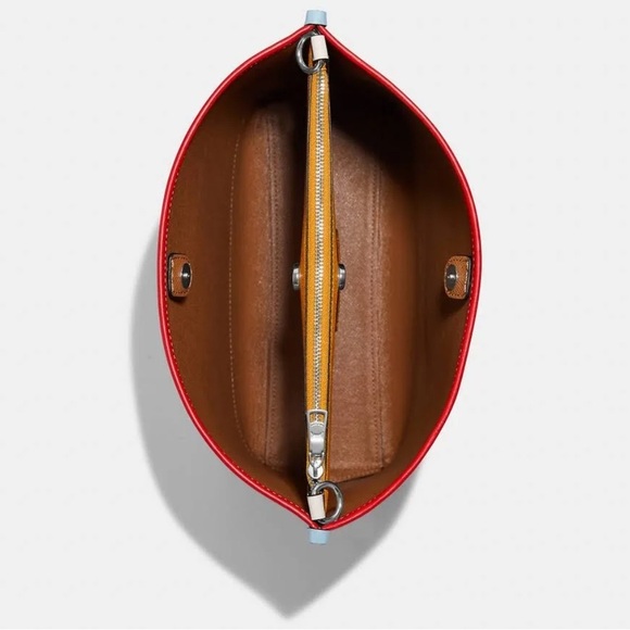 🚨SOLD🚨COACH Mollie Smooth Leather & Jacquard Colorblock Double Straps Bucket Bag - Picture 5 of 14